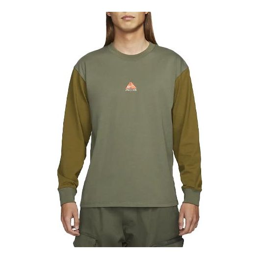 Футболка Men's Nike Round Neck Pullover Colorblock Long Sleeves Green T-Shirt, зеленый