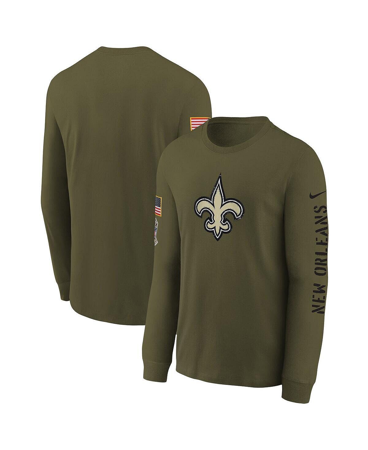 

Оливковая футболка Big Boys New Orleans Saints 2022 Salute To Service Team с логотипом и длинным рукавом Nike