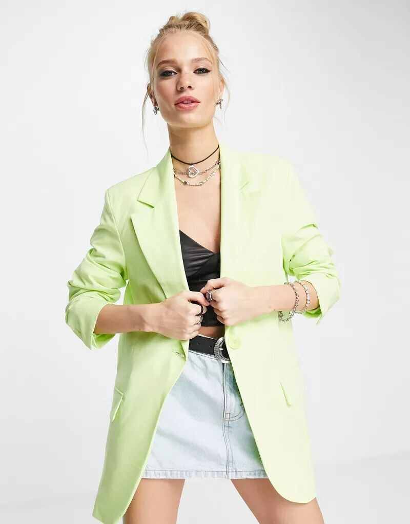 

Светло-зеленый блейзер оверсайз Bershka