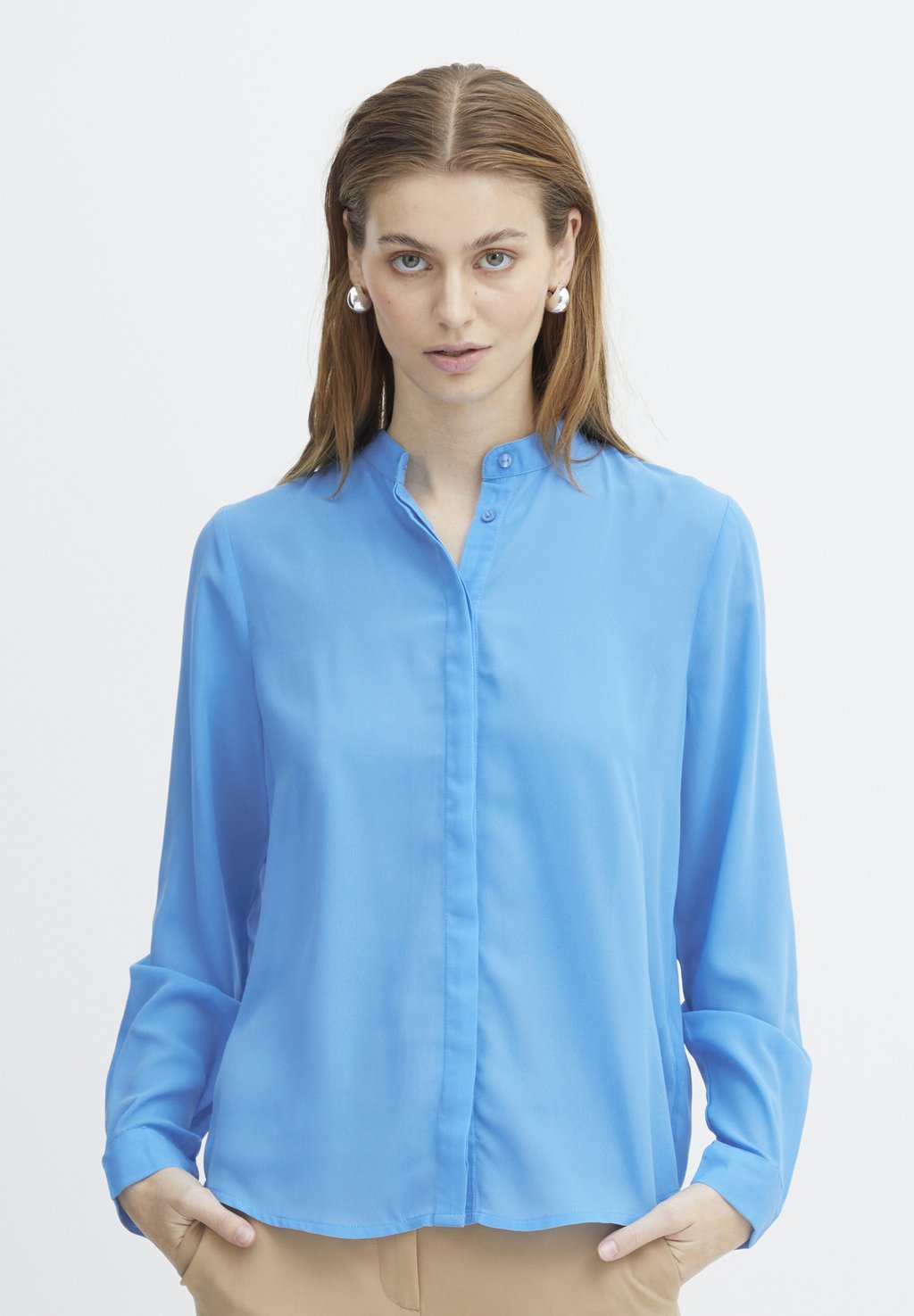Рубашка ICHI Ihcellani, голубой фотографии