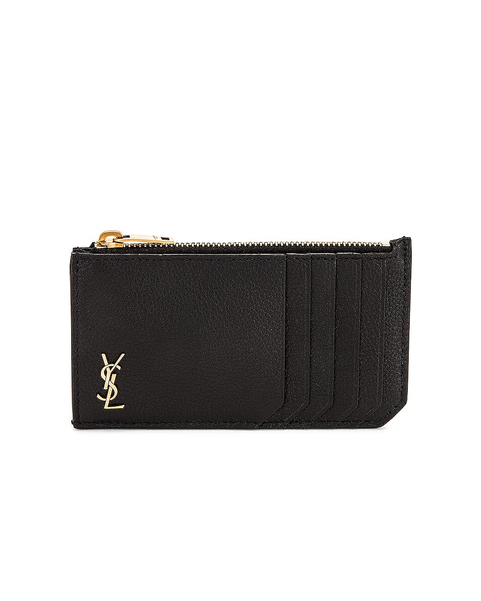 

Сумка Saint Laurent Tiny Monogramme Zipped Fragments Card Holder, неро