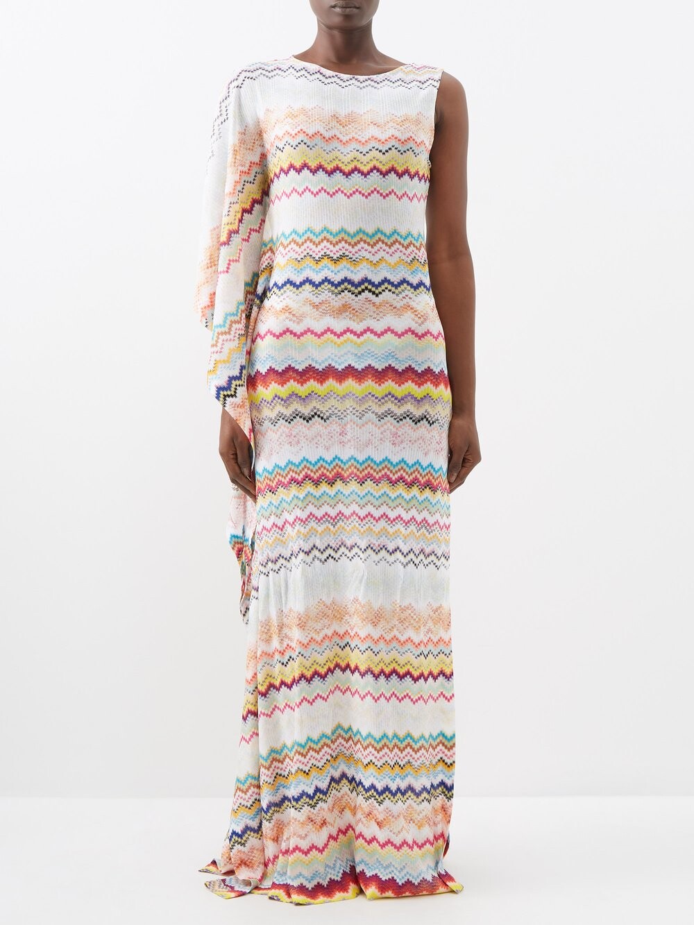 

Платье макси зигзагообразной вязки на одно плечо Missoni, мультиколор