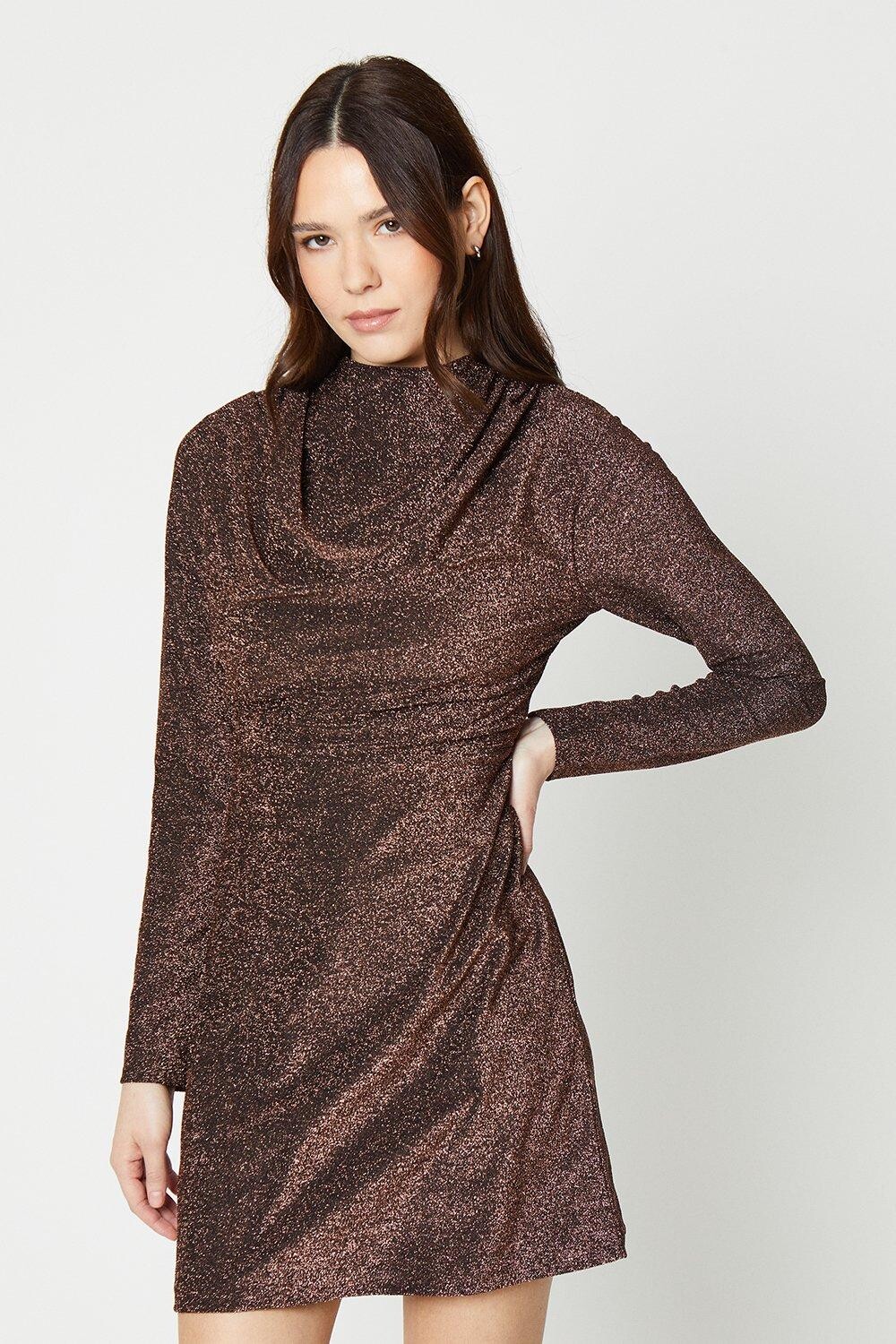

Мини-платье Petite с блестками Dorothy Perkins, бронза