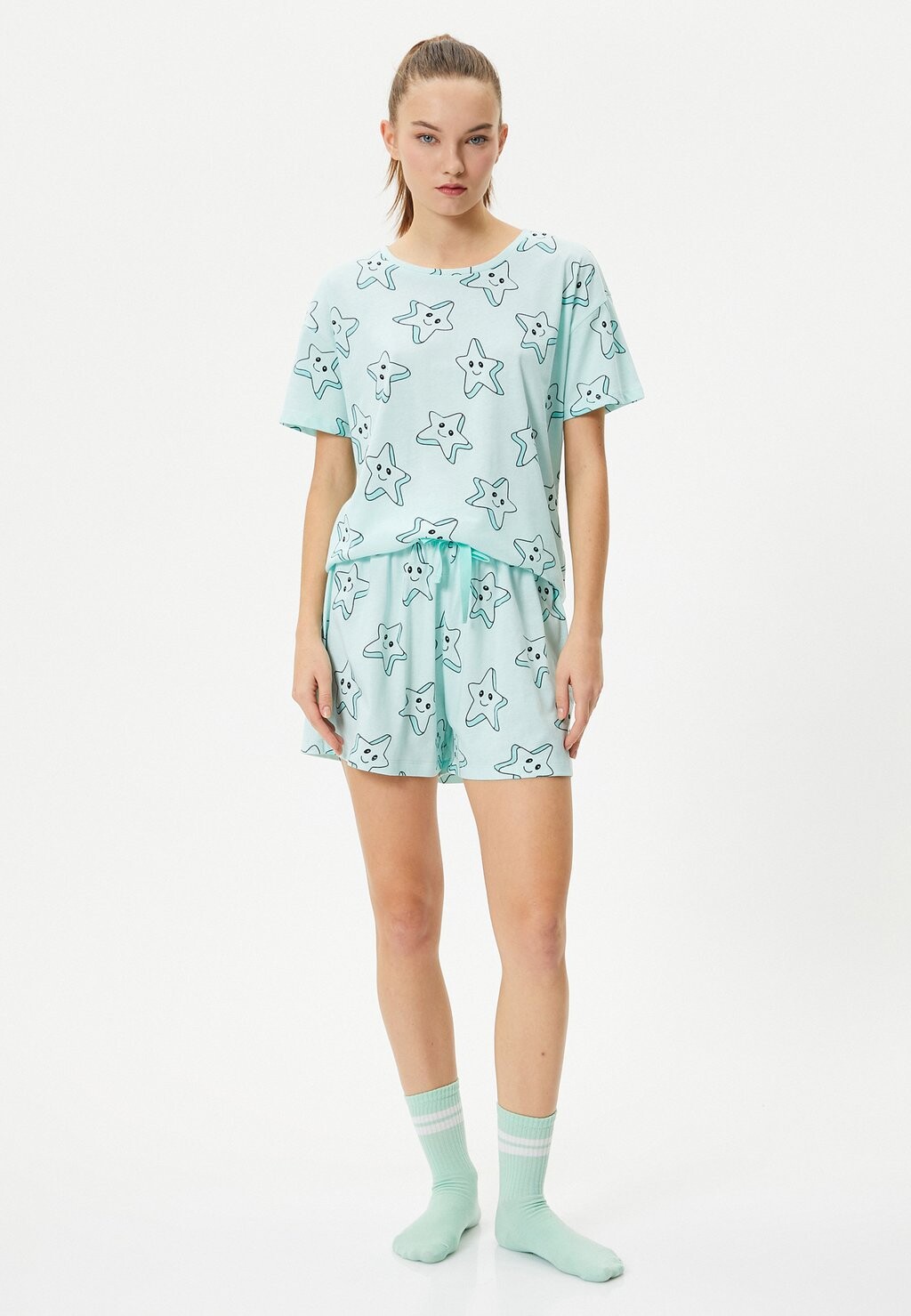 

Пижамный комплект PRINTED CREW NECK SHORT SLEEVE Koton, синий
