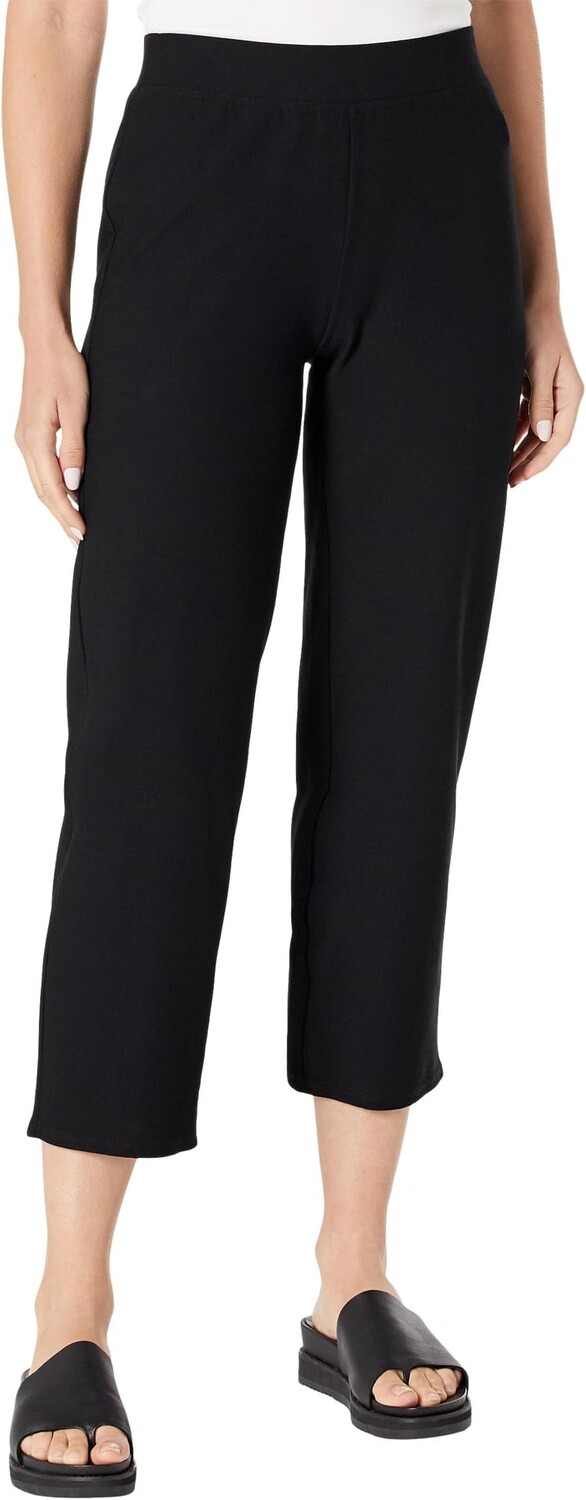 

Миниатюрные прямые укороченные брюки с кокеткой Eileen Fisher, черный
