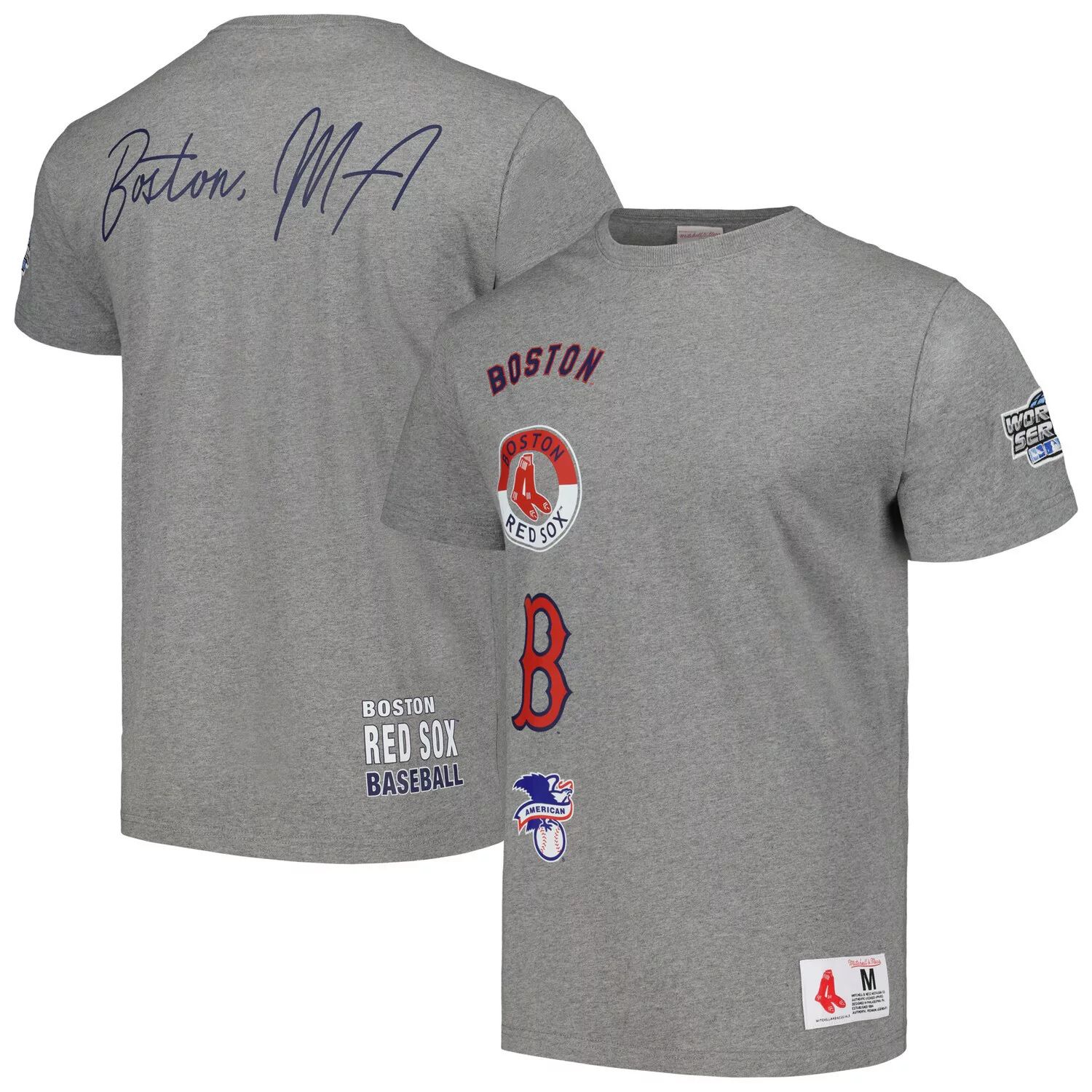 цена Мужская футболка Mitchell & Ness Heather Grey Boston Red Sox Cooperstown Collection City Collection