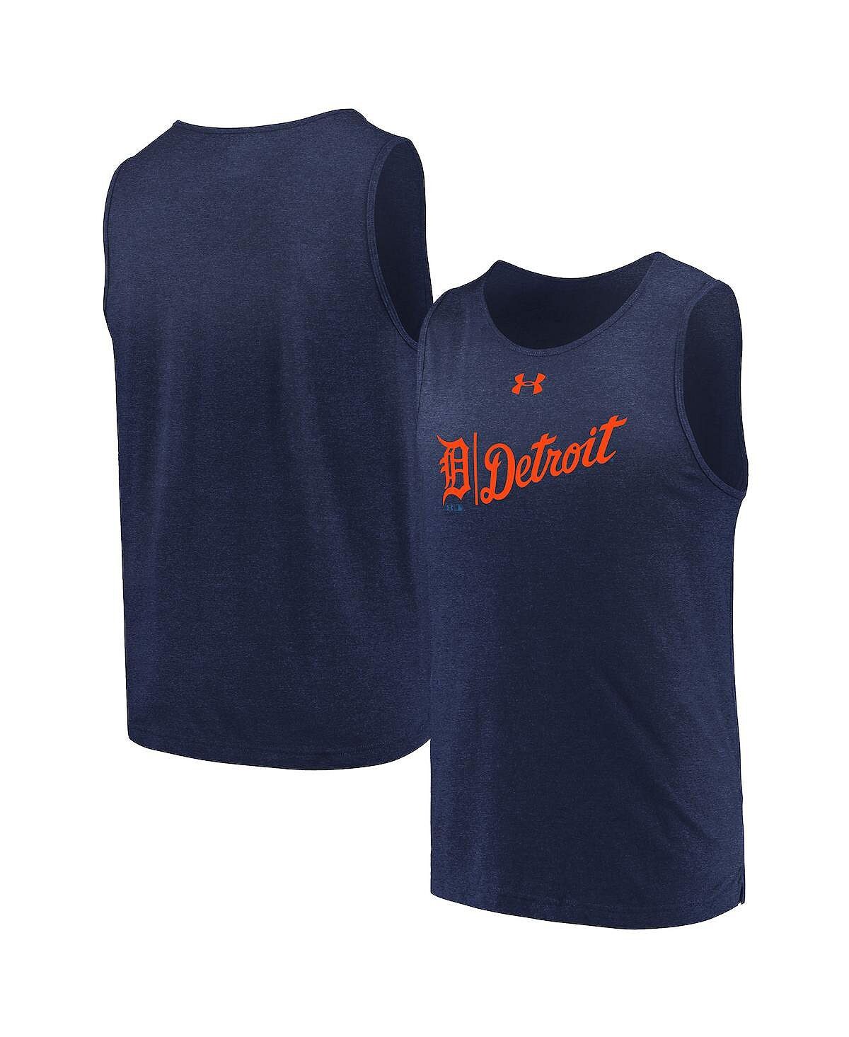 

Мужская темно-синяя майка Detroit Tigers с двойным логотипом Performance Tri-Blend с принтом Under Armour