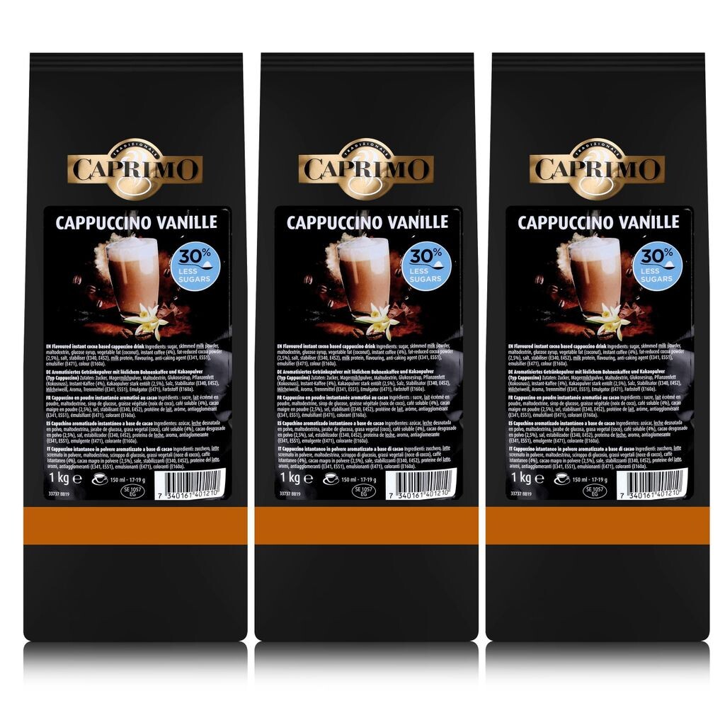 

Caprimo Cappuccino Vanilla Drink Порошковый растворимый кофе 1 кг (3 шт. в упаковке)