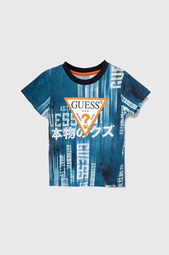 

Детская хлопковая футболка Guess, синий