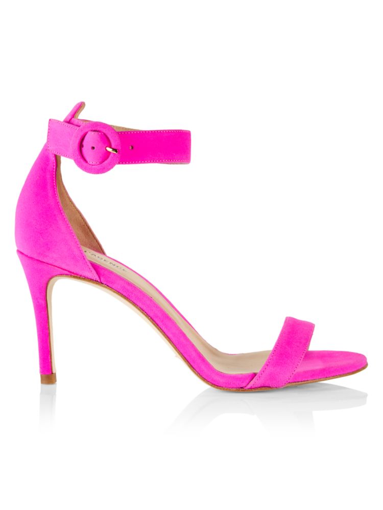 Замшевые сандалии Gisele III с ремешком на щиколотке L'Agence, цвет Hot Pink