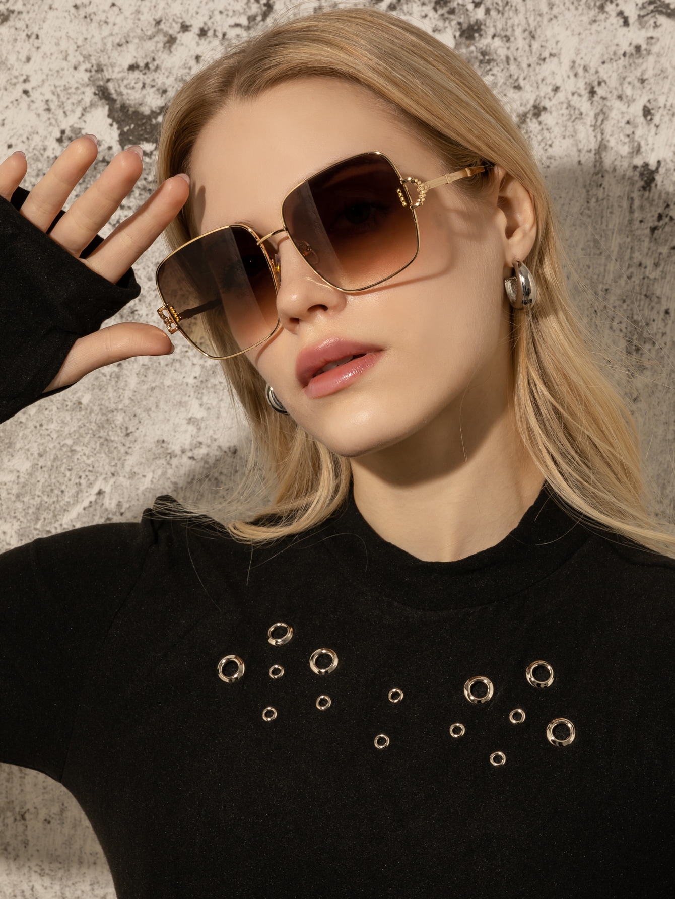 1 шт. женские модные квадратные солнцезащитные очки металлического цвета цена и фото