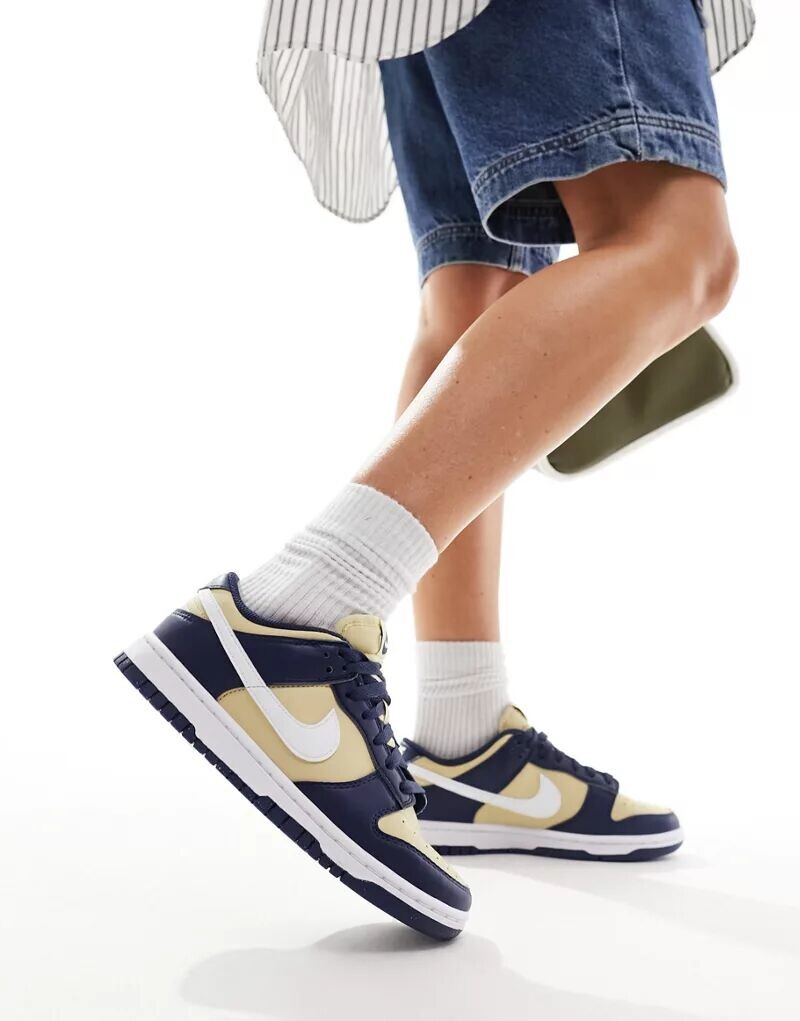 

Кроссовки Nike Dunk low NN темно-синего и золотого цвета, Серый