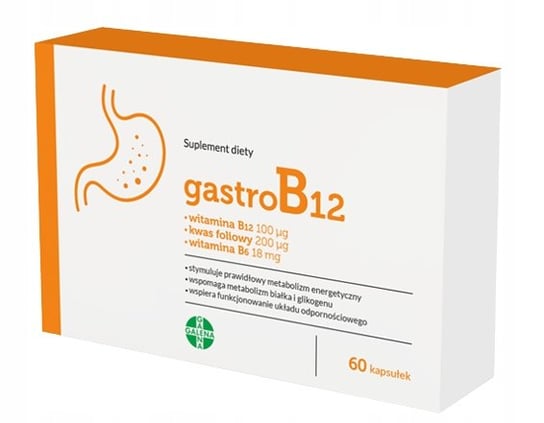 Galena GastroB12 Витамин B12 B6 Фолиевая кислота, 60 капсул.