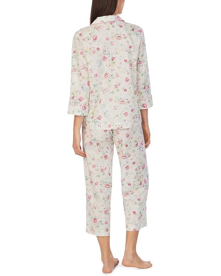 

Пижамный комплект LAUREN Ralph Lauren 3/4 Sleeve Notch Collar Capris PJ Set, цвет White Ground Paisley