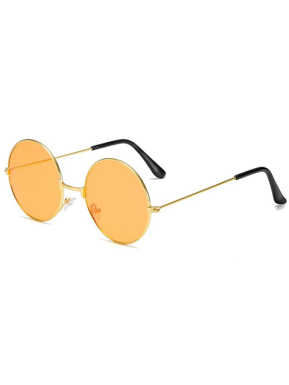 Ретро круглые солнцезащитные очки в стиле хиппи, апельсин