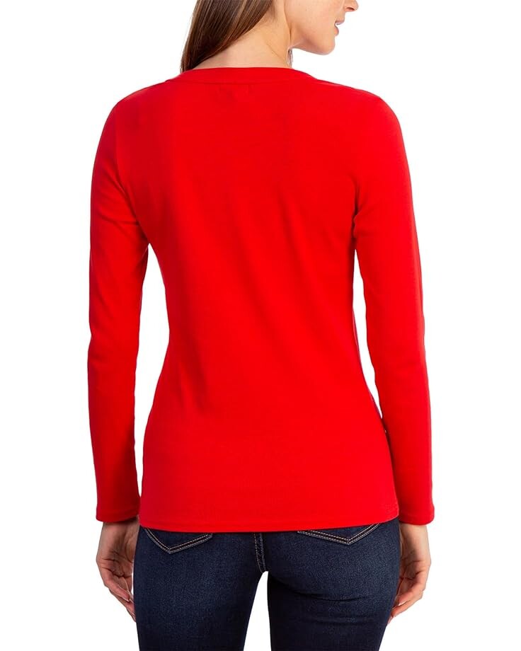 

Футболка U.S. POLO ASSN. USPA Long Sleeve Rib V-Neck Tee, цвет Engine Red
