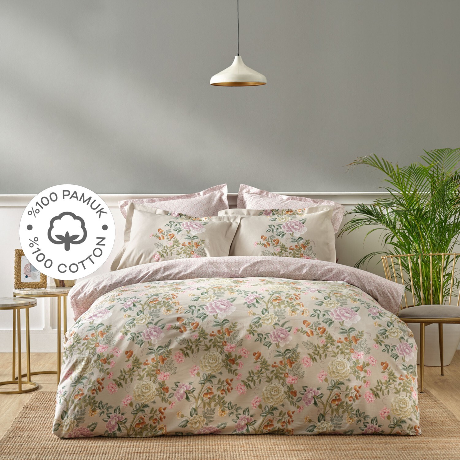

Karaca Home Adelina Green Комплект постельного белья из 100 % хлопка