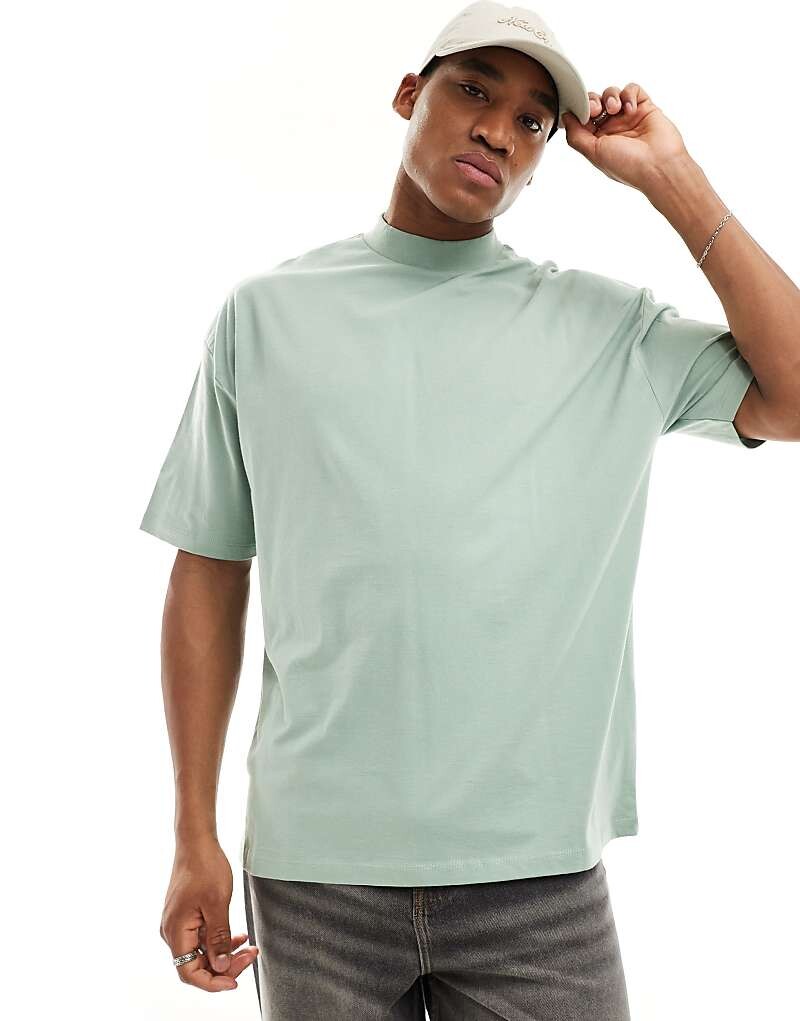 

ASOS DESIGN – Essential – светло-зеленая футболка оверсайз с высоким воротником