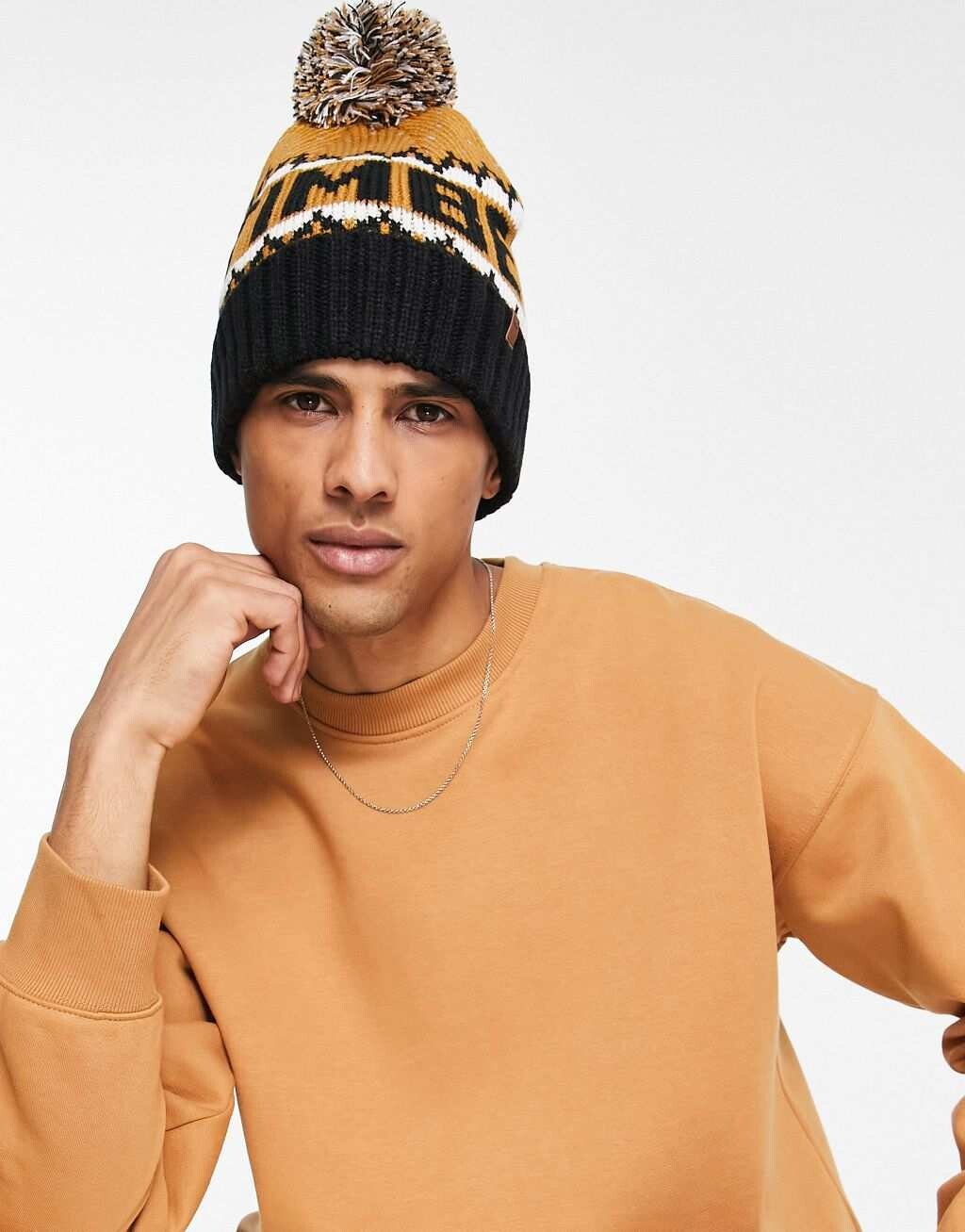 

Шапка-бини с манжетами Timberland Knit пшеничного цвета