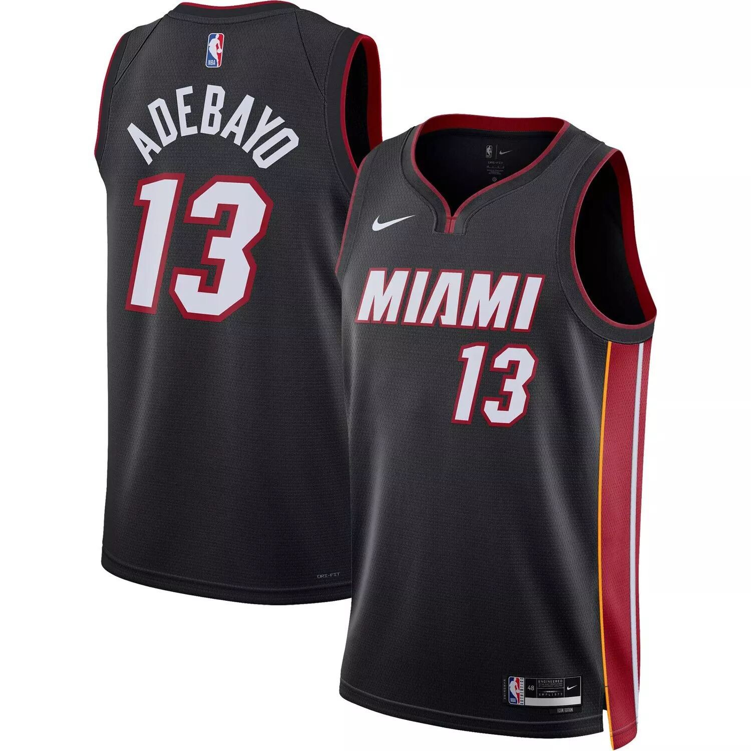 

Черная майка унисекс Bam Adebayo Miami Heat 2022/23 Swingman — Icon Edition Nike, Черный