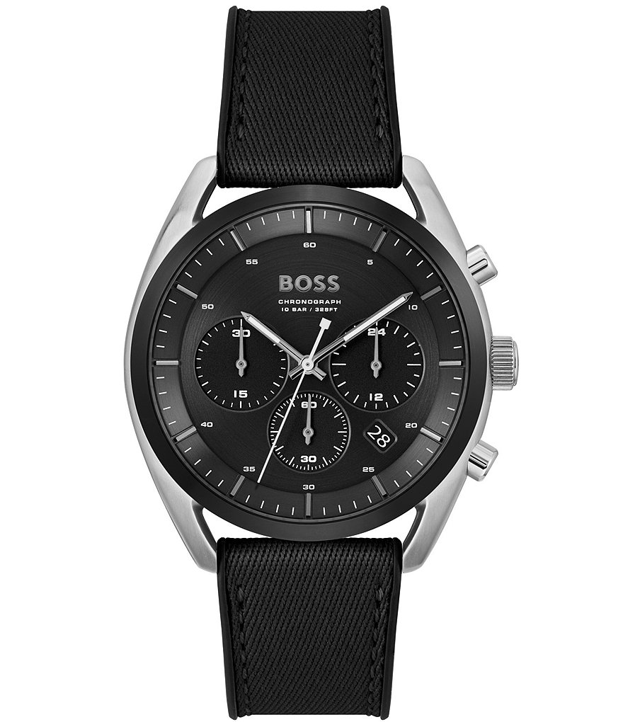 Мужские часы Hugo Boss с хронографом на черном ремешке, черный