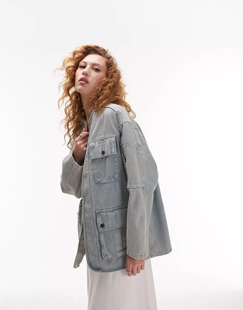 

Легкая джинсовая куртка Topshop натуральной стирки с накладными карманами