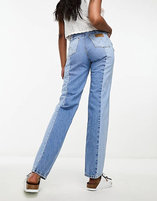 

Голубые джинсы Mom из двойного денима Wrangler