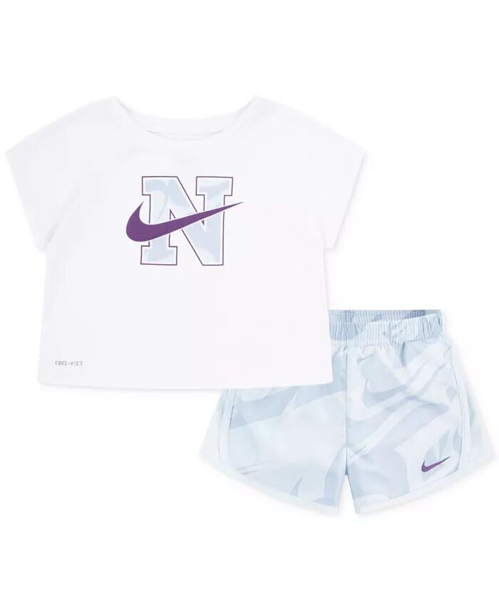 

Малыши для девочек, 2 шт. Комплект футболки Prep In Your Step и шорт Tempo Nike, фиолетовый