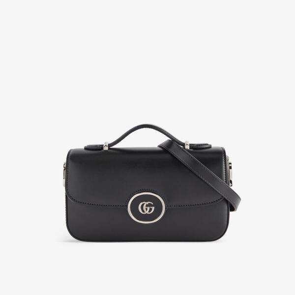 

Миниатюрная кожаная сумка с верхней ручкой Gucci, черный