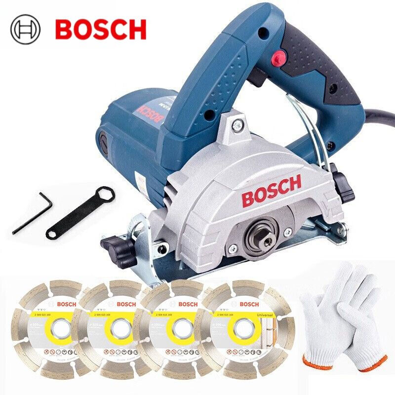 Машина для резки плитки Bosch GDM13-34 + четыре насадки, перчатки