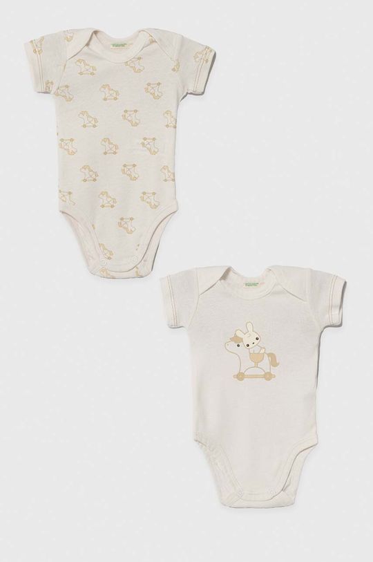 2 комплекта хлопкового боди для новорожденных и малышей United Colors of Benetton, бежевый