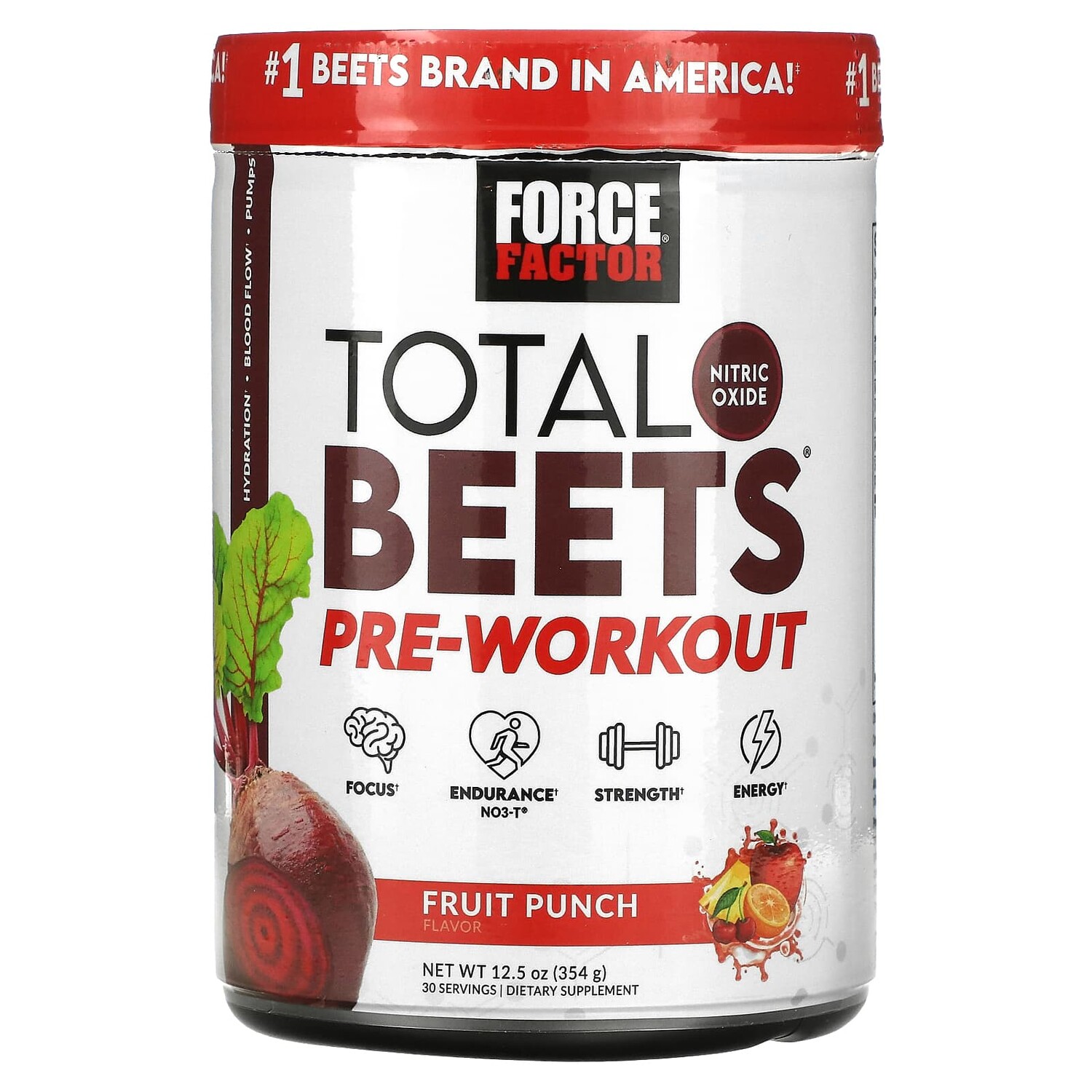 

Total Beets, перед тренировкой, фруктовый пунш, 354 г (12,5 унции), Force Factor