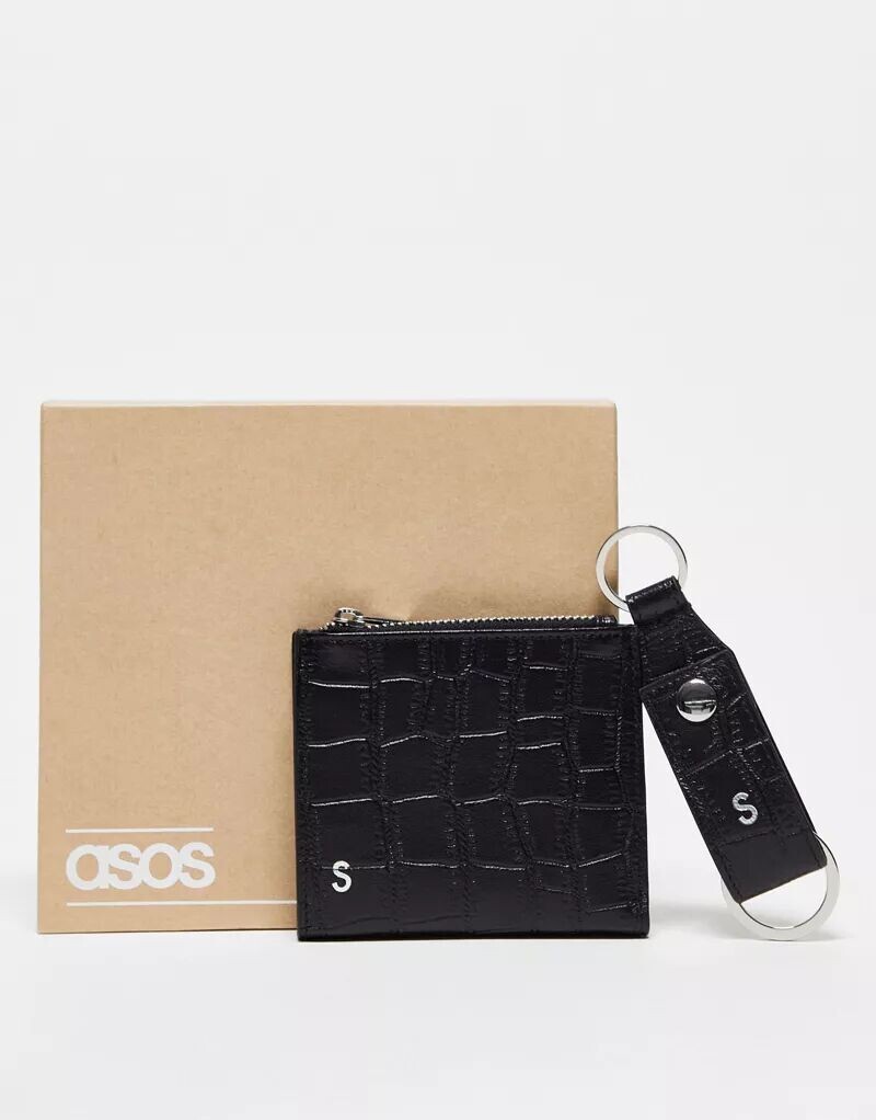 

Кожаный брелок и кошелек с буквой S ASOS
