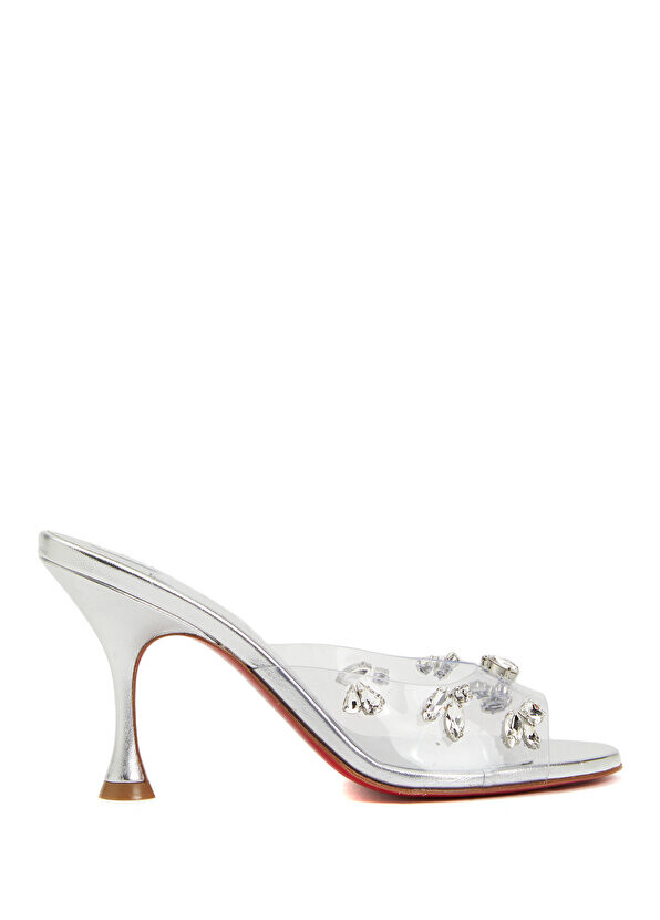 

Серебряные кожаные тапочки degraqueen на каблуке Christian Louboutin