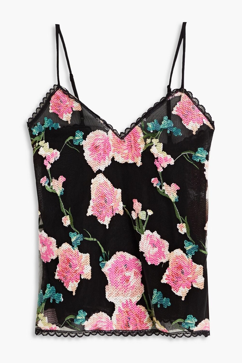 

Майка из тюля, украшенная пайетками ANNA SUI, черный