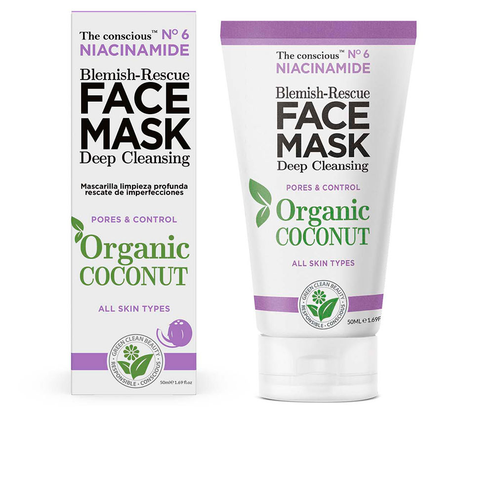 Маска для лица Niacinamide blemish-rescue face mask organic coconut The conscious, 50 мл тканевая маска для лица омолаживающая с ниацинамидом niacinamide whitening solution 25г