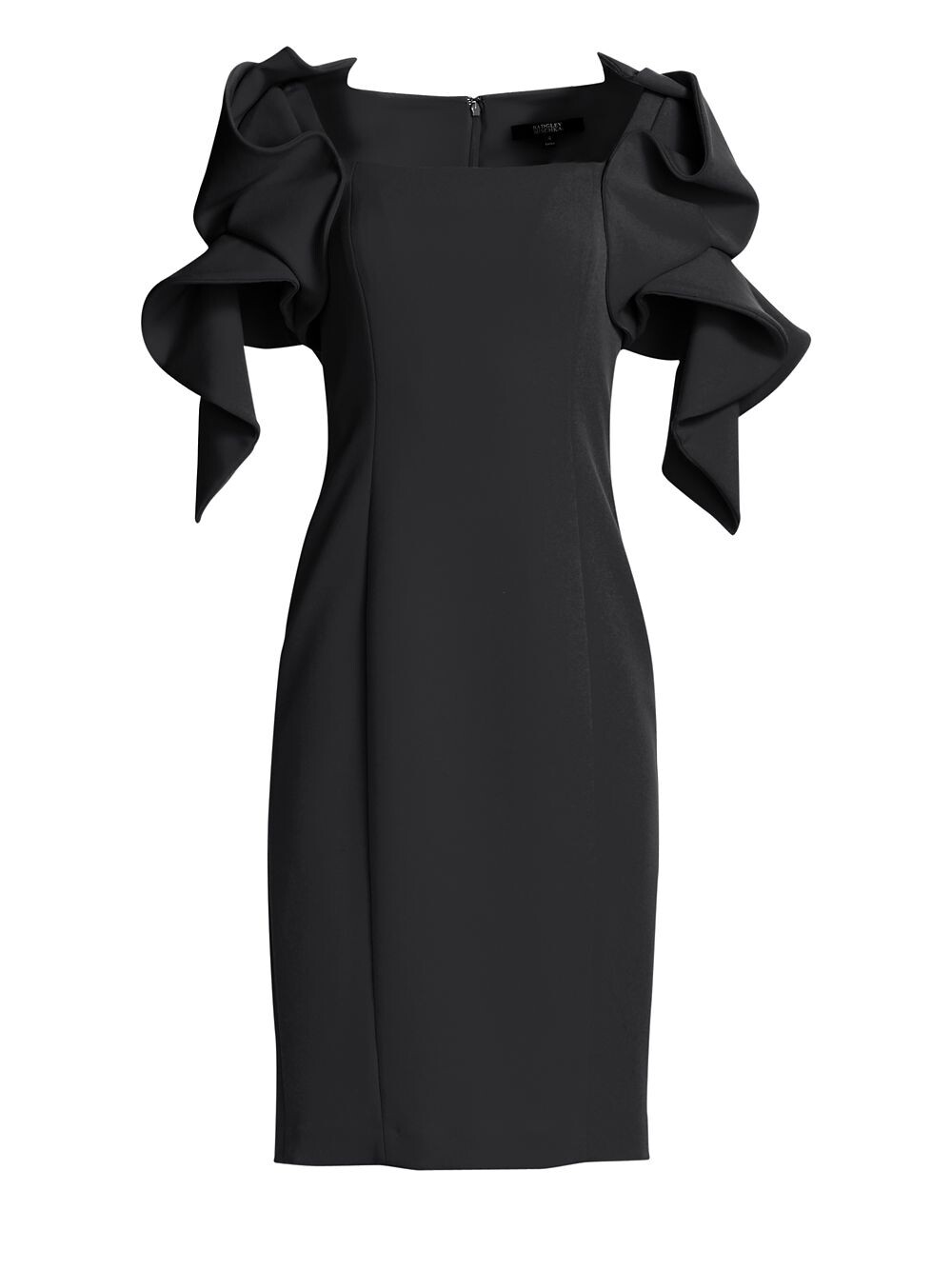 

Платье с рукавами оригами Badgley Mischka, черный