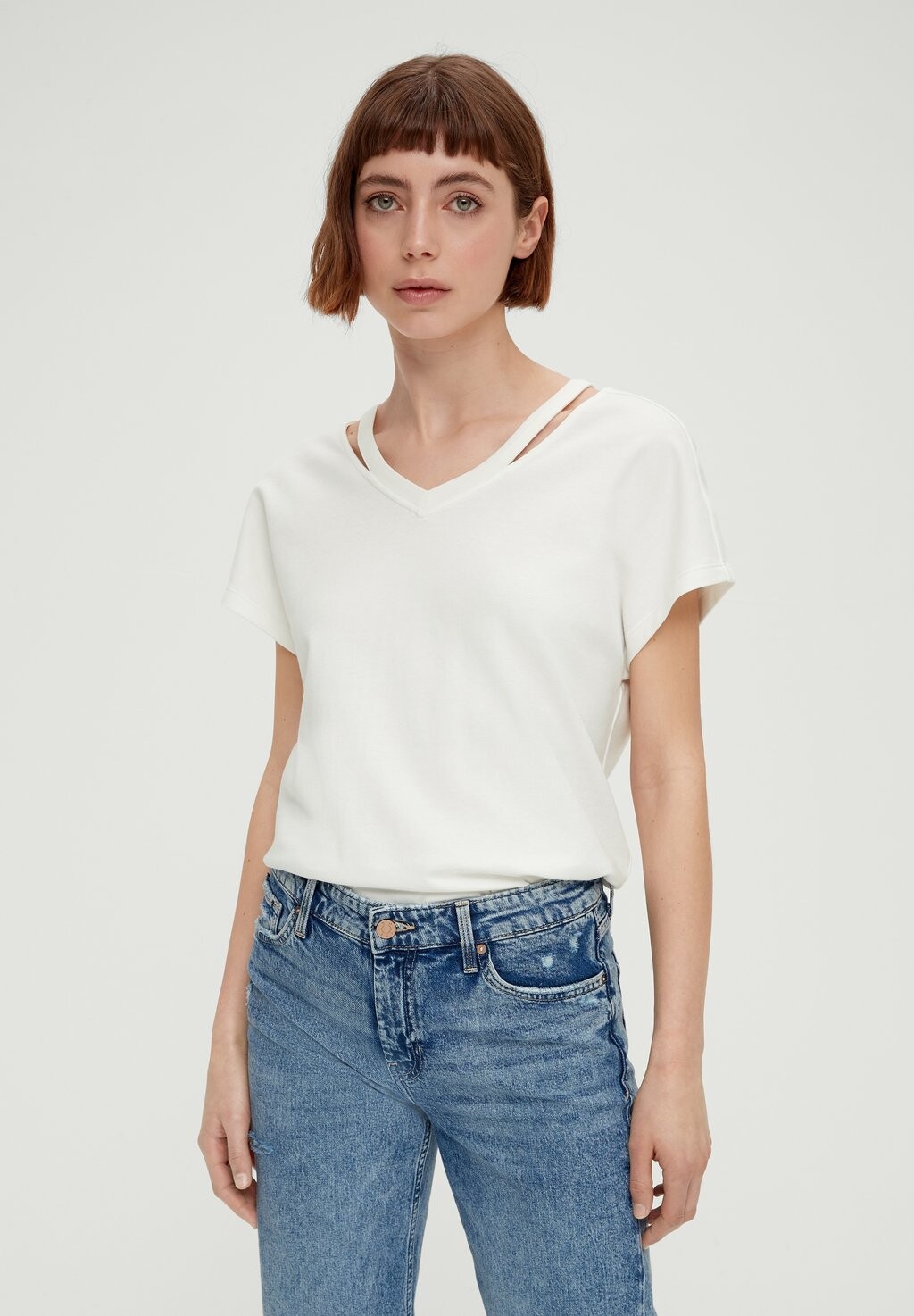 

Футболка базовая MIT CUT OUTS s.Oliver, цвет ecru