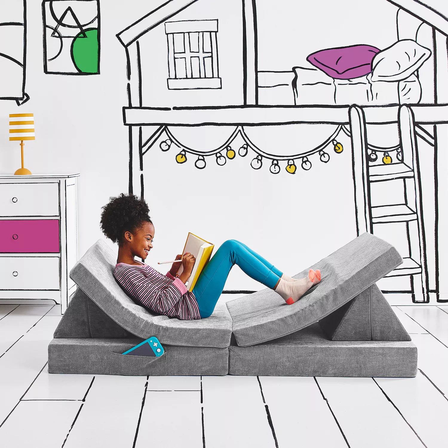 Складной трансформируемый игровой диван для детей и малышей Yourigami YOURIGAMI PLAY SOFA, синий складной трансформируемый игровой диван для детей и малышей yourigami yourigami play sofa синий