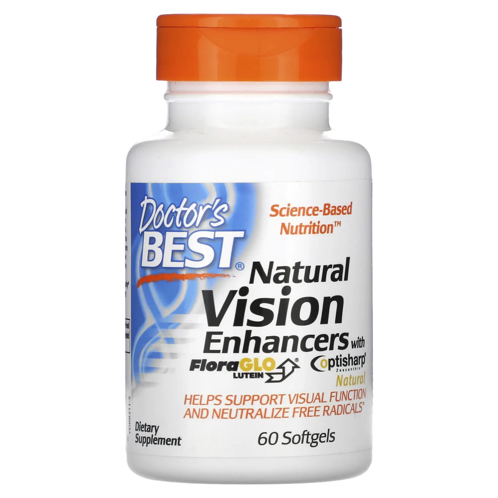 Doctor's Best Натуральное средство для улучшения зрения с лютеином FloraGlo 60 мягких таблеток натуральные усилители зрения с lutemax 2020 60 мягких таблеток doctor s best