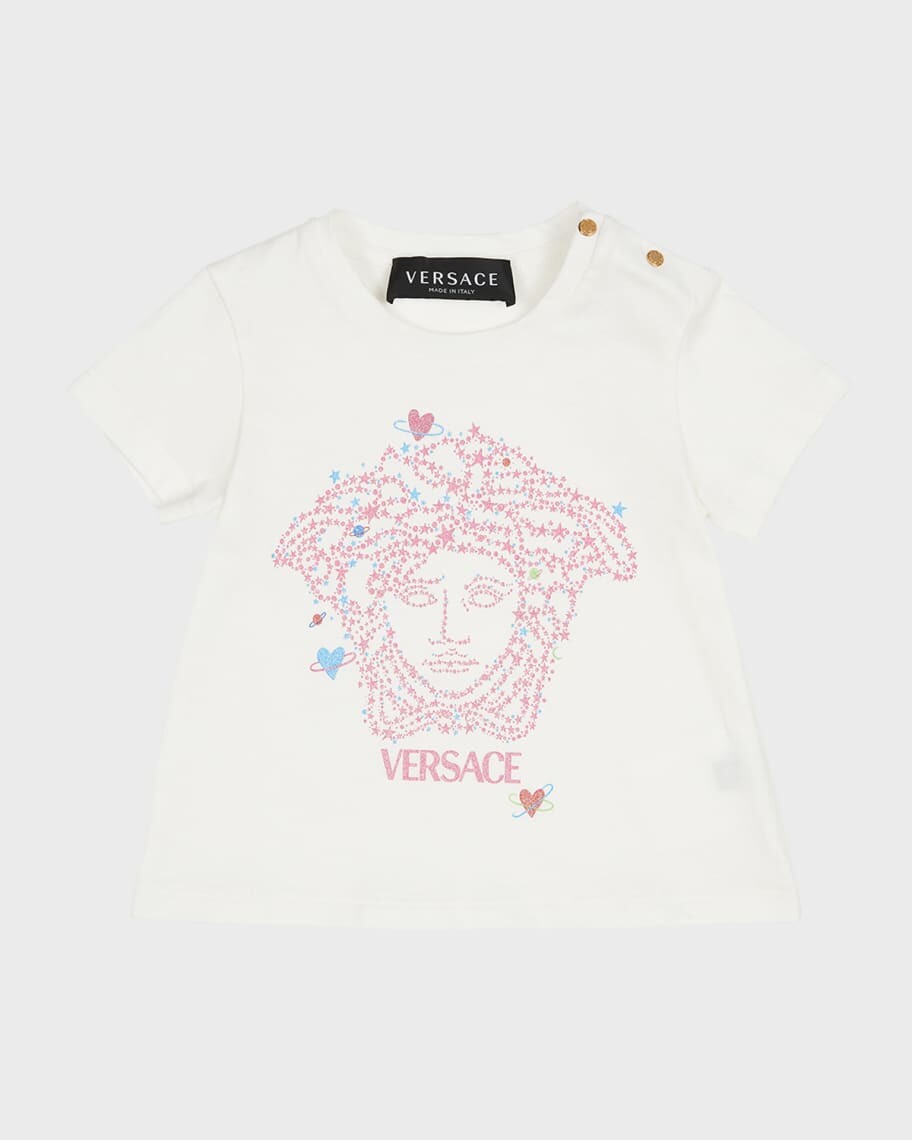 

Футболка с принтом Medusa Head Glitter для девочек, размер 12M-3 Versace