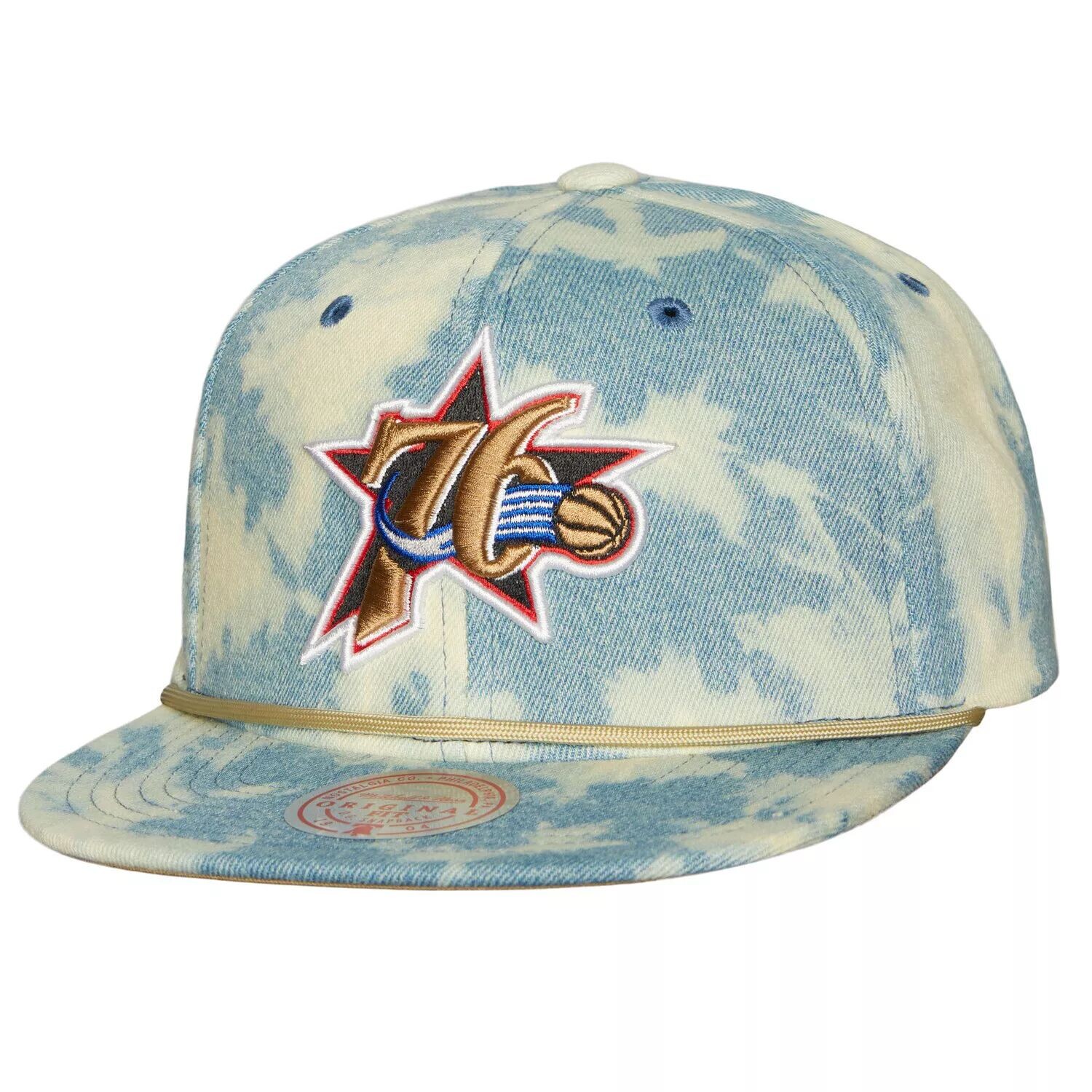 

Мужская кепка Snapback Mitchell & Ness Denim Philadelphia 76ers Acid Wash