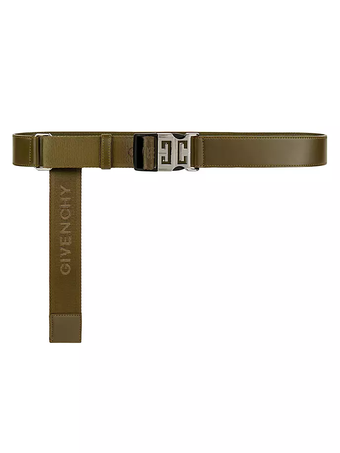 

Ремень с пряжкой 4G Release из кожи и лямок Givenchy, хаки