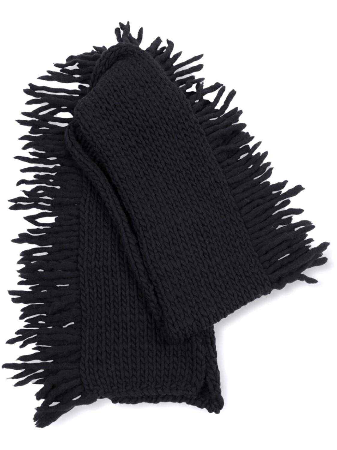 

DRIES VAN NOTEN шерстяной шарф с бахромой, черный