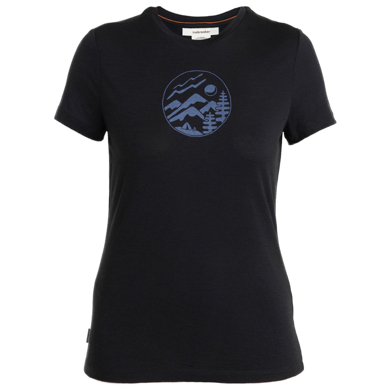 Рубашка из мериноса Icebreaker Women's Tech Lite III S/S Tee Camping Circle, черный