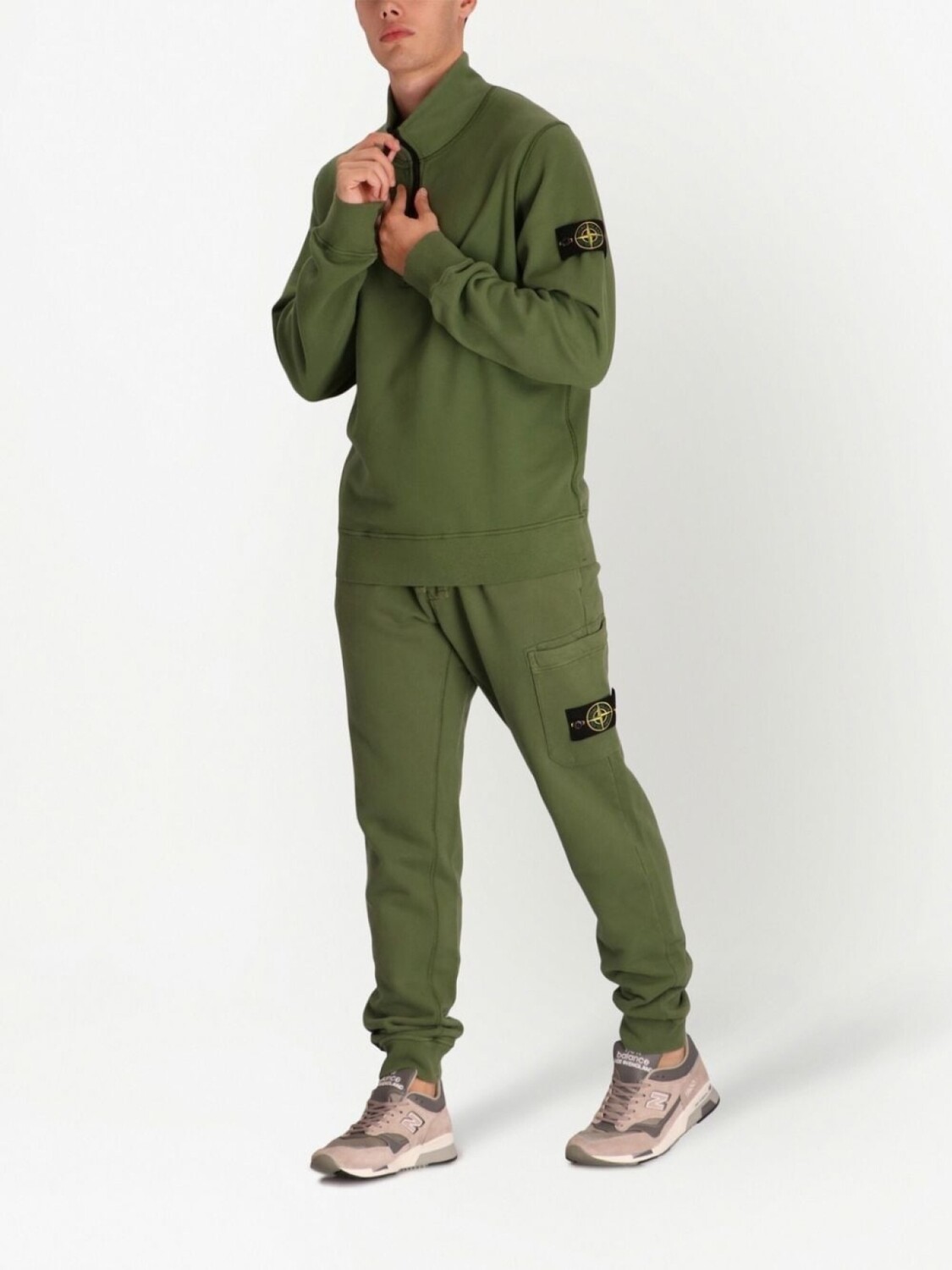 

Толстовка с воротником на молнии и нашивкой Compass Stone Island, зеленый