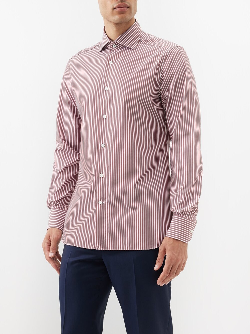 

Рубашка trofeo из хлопка в полоску ZEGNA, красный