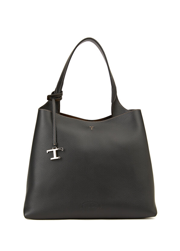 Женская кожаная сумка с черным логотипом Tod's
