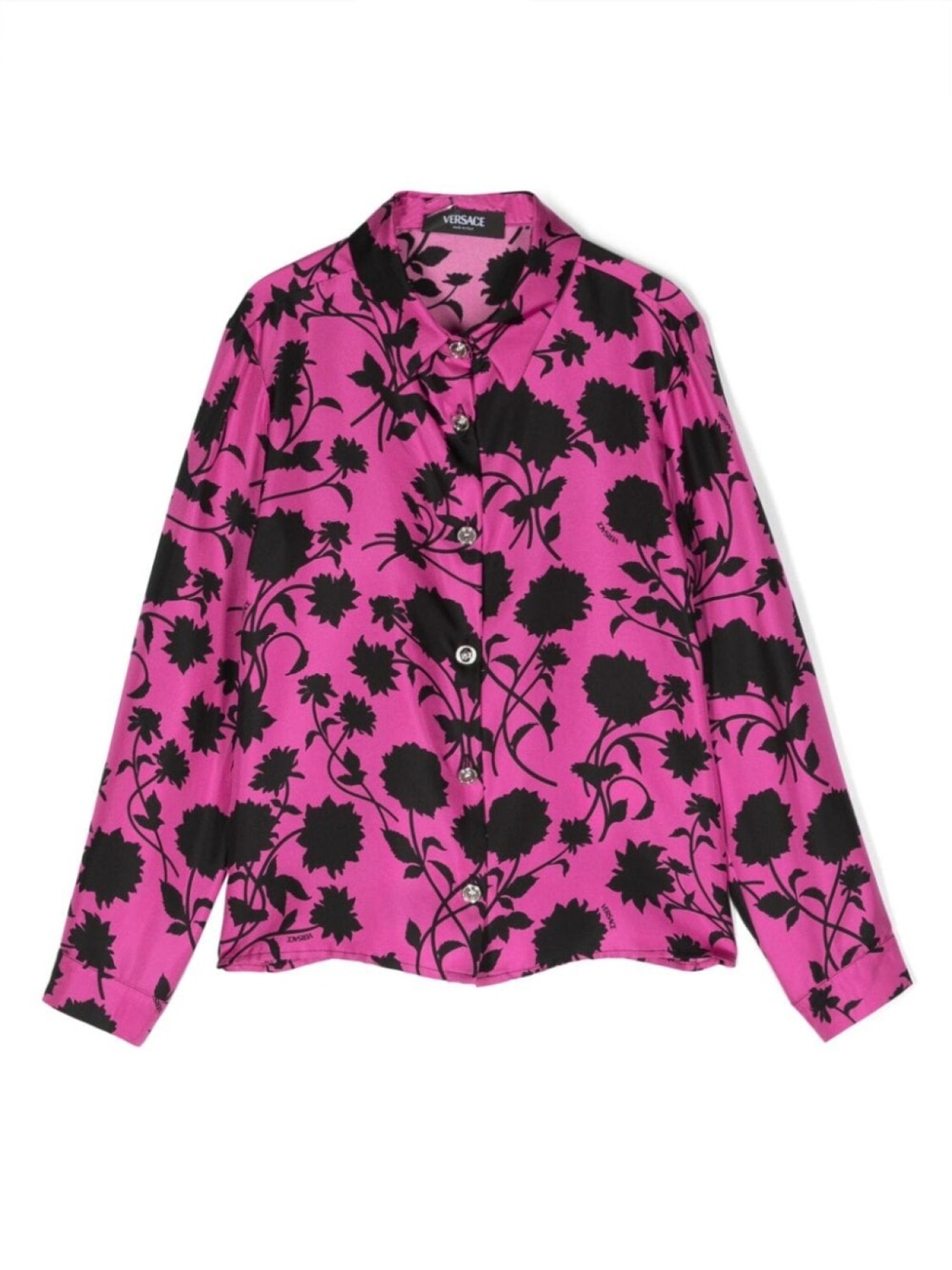 

Versace Kids шелковая рубашка с цветочным принтом, розовый
