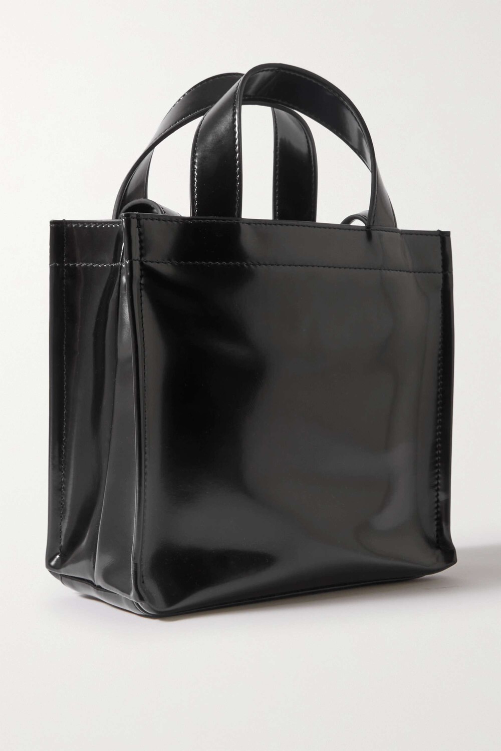 

ACNE STUDIOS Миниатюрная сумка-тоут из искусственной лакированной кожи с тиснением, черный